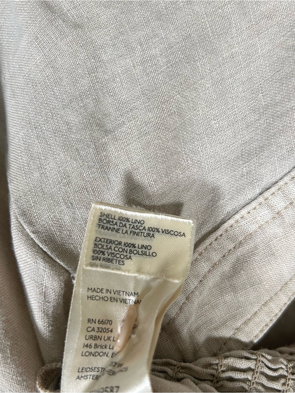 Anthropologie Linen Shirting Barrel Leg Cropped Putty Oatmeal Jumpsuit M - Picture 12 of 12